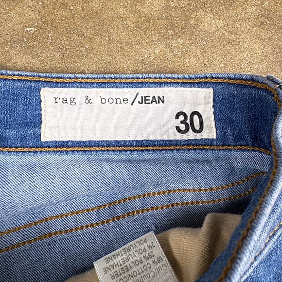 Rag‎ & Bone High Rise Skinny Jeans Women’s Size 30 Blue Alibi Distressed Hem USA - Picture 9 of 15